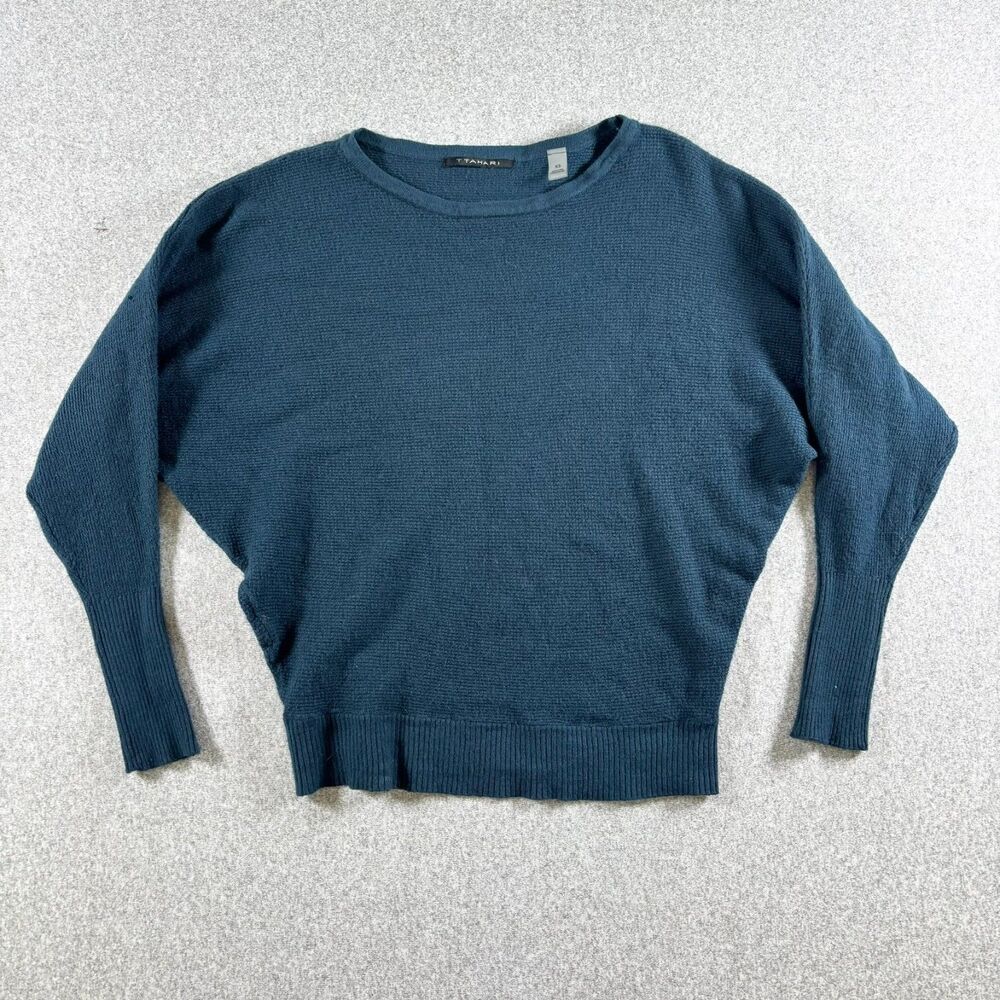 T Tahari Teal Blue Dolman Sleeve Sweater Women’s XS Textured Knit Pullover